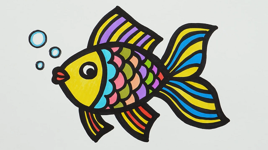 نقاشی ماهی رنگارنگ